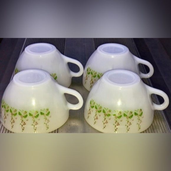 Vintage Mid Century Modern (set of 4) TERMO REY BRAZIL Milk Glass Pyrex Teacups - Picture 8 of 10